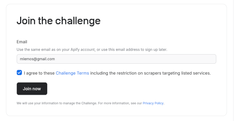 Apify join the challenge